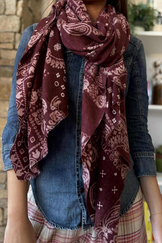 Lucky Bandana Scarf Burgundy